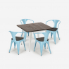 juego mesa cocina 80 x 80 cm industrial 4 sillas Lix madera metal hustle wood white Modelo