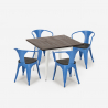 juego mesa cocina 80 x 80 cm industrial 4 sillas madera metal hustle wood white Medidas