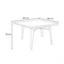 juego mesa cocina 80 x 80 cm industrial 4 sillas madera metal hustle wood white 