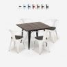 juego industrial mesa cocina 80 x 80 cm 4 sillas madera metal hustle wood black Promoción