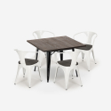 juego industrial mesa cocina 80 x 80 cm 4 sillas madera metal hustle wood black Modelo