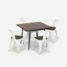 juego cocina industrial mesa 80 x 80 cm 4 sillas Lix madera metal hustle wood Medidas
