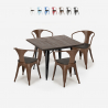 juego industrial mesa cocina 80 x 80 cm 4 sillas madera metal hustle wood black Descueto