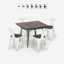 juego cocina industrial mesa 80 x 80 cm 4 sillas Lix madera metal hustle wood Oferta
