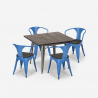 juego cocina industrial mesa 80 x 80 cm 4 sillas madera metal hustle wood Modelo