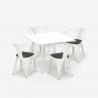 juego mesa cocina 80 x 80 cm 4 sillas estilo industrial madera acero century wood white Características