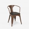 juego industrial mesa cocina 80 x 80 cm 4 sillas madera metal hustle wood black 