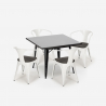 juego industrial mesa 80 x 80 cm 4 sillas estilo Lix madera acero cocina century wood black Medidas