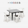 juego industrial mesa 80 x 80 cm 4 sillas estilo Lix madera acero cocina century wood black Oferta
