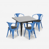 juego industrial mesa 80 x 80 cm 4 sillas estilo madera acero cocina century wood black Precio