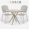 Juego mesa redonda beige 80 cm 2 sillas diseño moderno exterior Valet Promoción