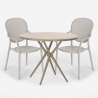 Juego mesa redonda beige 80 cm 2 sillas diseño moderno exterior Valet Elección