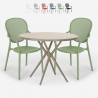 Juego mesa redonda beige 80 cm 2 sillas diseño moderno exterior Valet Descueto