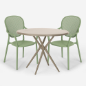 Juego mesa redonda beige 80 cm 2 sillas diseño moderno exterior Valet Precio
