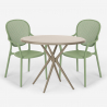 Juego mesa redonda beige 80 cm 2 sillas diseño moderno exterior Valet Precio