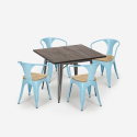 conjunto mesa cocina 80 x 80 cm 4 sillas Lix madera industrial hustle top light Stock
