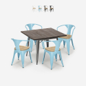 conjunto mesa cocina 80 x 80 cm 4 sillas Lix madera industrial hustle top light Venta