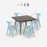 conjunto mesa cocina 80 x 80 cm 4 sillas madera industrial hustle top light Venta