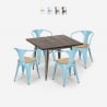 conjunto mesa cocina 80 x 80 cm 4 sillas madera industrial hustle top light Venta