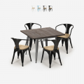 conjunto mesa cocina 80 x 80 cm 4 sillas Lix madera industrial hustle top light Promoción
