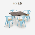 conjunto mesa industrial cocina 80 x 80 cm 4 sillas estilo madera hustle white top light Venta
