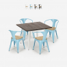 conjunto mesa industrial cocina 80 x 80 cm 4 sillas estilo Lix madera hustle white top light Venta