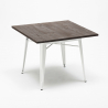 conjunto mesa industrial cocina 80 x 80 cm 4 sillas estilo Lix madera hustle white top light Características