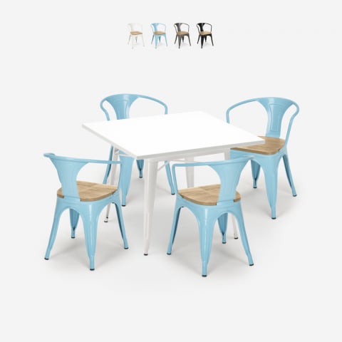 Conjunto 4 sillas tolix mesa cocina blanco 80 x 80 cm Century White Top Light Promoción