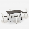 conjunto de mesa 120 x 60 cm 4 sillas Lix madera industrial comedor wismar wood Medidas