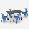 conjunto de mesa 120 x 60 cm 4 sillas madera industrial comedor wismar wood Precio