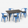 conjunto 4 sillas mesa madera 120 x 60 cm industrial comedor caster wood Precio
