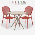 Juego 2 sillas mesa cuadrada 70 x 70 cm beige interior exterior diseño Lavett Promoción