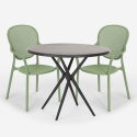 Juego 2 sillas mesa redonda negro 80 cm interior exterior Valet Dark Coste