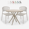 Juego mesa redonda 80 cm beige 2 sillas diseño moderno Gianum Promoción
