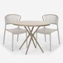 Juego mesa redonda 80 cm beige 2 sillas diseño moderno Gianum Elección