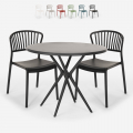Juego 2 sillas diseño moderno mesa redonda negro 80 cm Gianum Dark Promoción