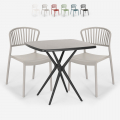 Juego 2 sillas mesa cuadrada 70 x 70 cm negro diseño exterior Magus Dark Promoción