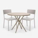 Juego 2 sillas polipropileno mesa redonda 80 cm diseño beige Aminos Oferta