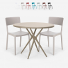 Juego 2 sillas polipropileno mesa redonda 80 cm diseño beige Aminos Promoción