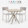 Juego 2 sillas mesa cuadrada beige 70 x 70 cm polipropileno diseño Regas Stock