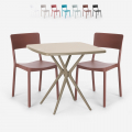 Juego 2 sillas mesa cuadrada beige 70 x 70 cm polipropileno diseño Regas Promoción