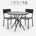 Juego mesa redonda negro 80 cm 2 sillas diseño moderno Aminos Dark Promoción