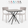 Juego mesa cuadrada 70 x 70 cm negro 2 sillas exterior diseño Regas Dark Promoción