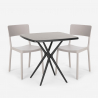Juego mesa cuadrada 70 x 70 cm negro 2 sillas exterior diseño Regas Dark Oferta