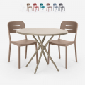 Juego 2 sillas polipropileno diseño mesa redonda 80 cm Ipsum Promoción