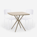 Juego mesa cuadrada beige polipropileno 70 x 70 cm 2 sillas diseño Larum Precio