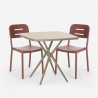 Juego mesa cuadrada beige polipropileno 70 x 70 cm 2 sillas diseño Larum Oferta