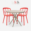 Juego 2 sillas polipropileno diseño mesa 80 cm redonda beige Kento Promoción