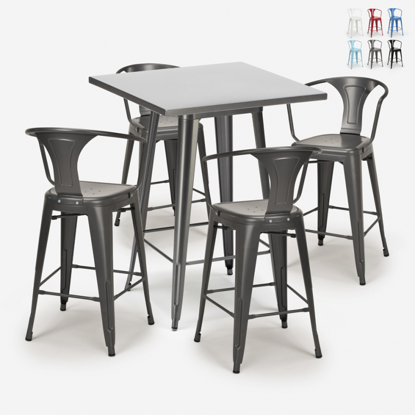juego bar cocina mesa alta metal 60 x 60 cm 4 taburetes bucket Rebajas juego bar cocina mesa alta metal 60 x 60 cm 4 taburetes bucket Rebajas