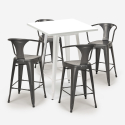 juego bar cocina mesa 60 x 60 cm blanco metal 4 taburetes bucket white Descueto